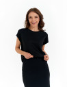 Bluzka damska o klasycznym kroju z wiskozą CZARNY