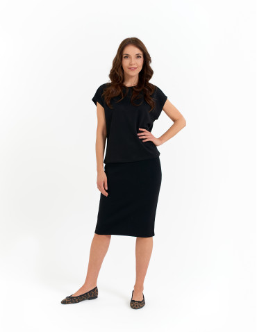 Bluzki i koszule - Bluzka damska o klasycznym kroju z wiskozą CZARNY - produkt 3