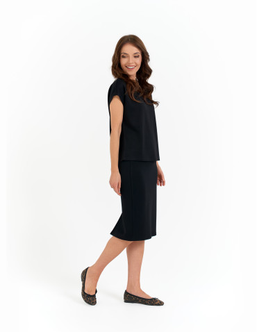 Bluzki i koszule - Bluzka damska o klasycznym kroju z wiskozą CZARNY - produkt 4