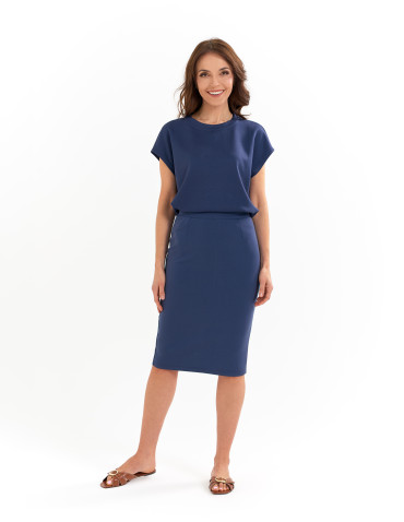 Spódnice damskie - Spódnica damska ołówkowa dzianinowa z wiskozy NIEBIESKI - produkt 6