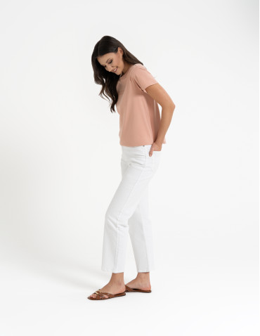 Koszulki i T-shirty - Bawełniana koszulka damska z napisem tonalnym RÓŻOWY - produkt 6