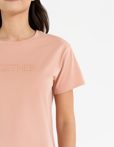 Koszulki i T-shirty - Bawełniana koszulka damska z napisem tonalnym RÓŻOWY - produkt 4