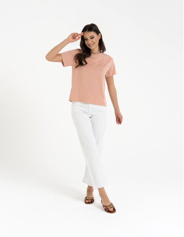 Koszulki i T-shirty - Bawełniana koszulka damska z napisem tonalnym RÓŻOWY - produkt 5