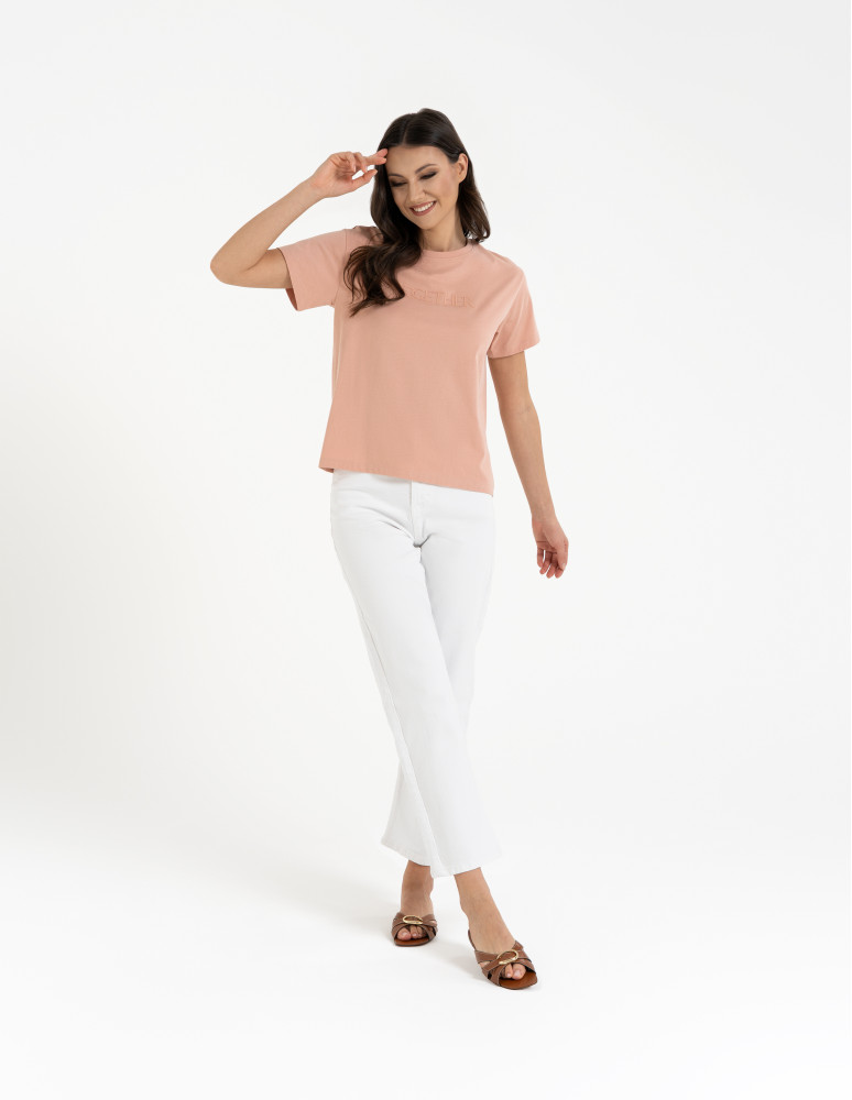 Koszulki i T-shirty - Bawełniana koszulka damska z napisem tonalnym RÓŻOWY  - produkt moraj.pl 5