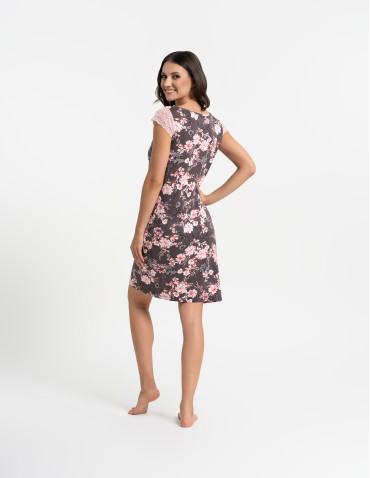 Koszule nocne z krótkim rękawem - Koszula nocna damska z krótkim rękawem wiskozowa z koronką WZÓR 1 - produkt 6