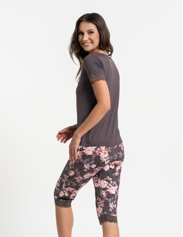 Piżamy z krótkim rękawem - Piżama damska dwuczęściowa z wiskozy WZÓR 1 - produkt 4