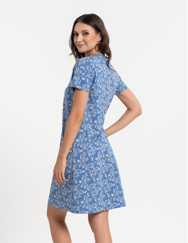 Koszula nocna damska bawełniana z krótkim rękawem w kwiatowy wzór  - produkt 2