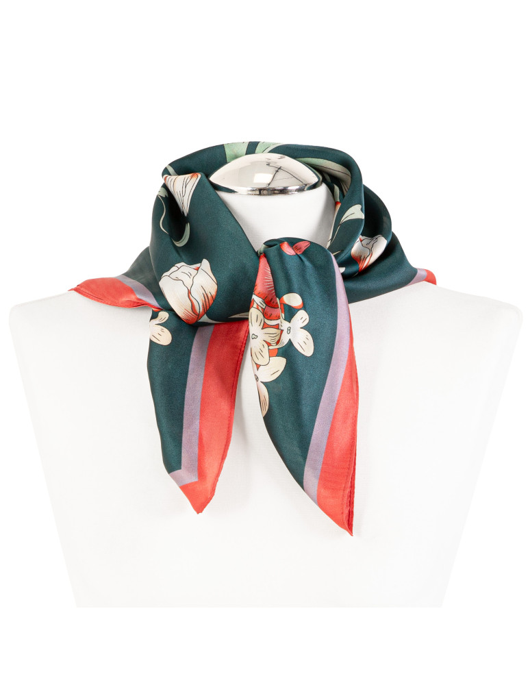 APASZKI - Apaszka damska z kwiatowym wzorem GRANATOWY  - produkt moraj.pl 2