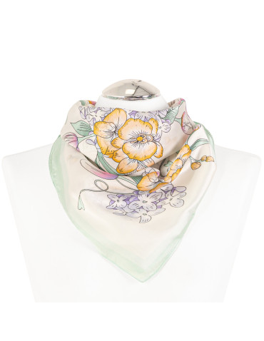 Apaszka damska z kwiatowym wzorem - ZIELONY