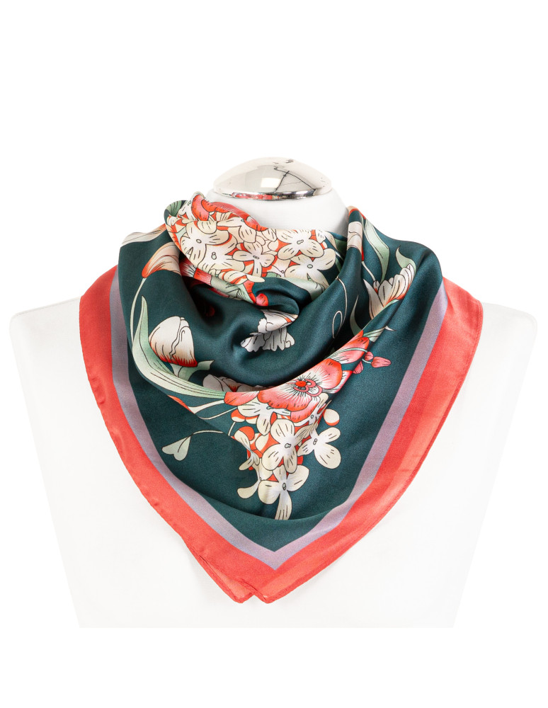 APASZKI - Apaszka damska z kwiatowym wzorem GRANATOWY - produkt moraj.pl 1