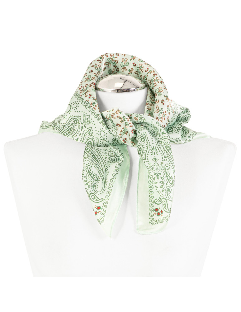 Apaszki - Apaszka damska z motywem paisley i florystycznym wzorem ZIELONY  - produkt moraj.pl 2