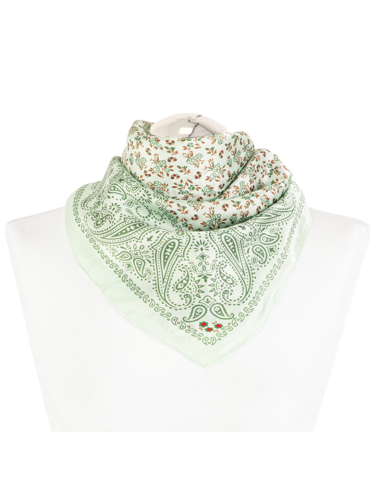 Apaszki - Apaszka damska z motywem paisley i florystycznym wzorem ZIELONY - produkt moraj.pl 1