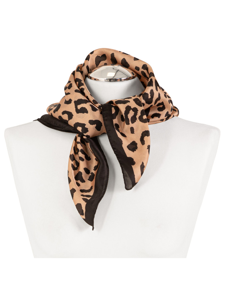 Szale i chusty - Apaszka damska lekka z motywem zwierzęcym BEŻOWY  - produkt moraj.pl 2