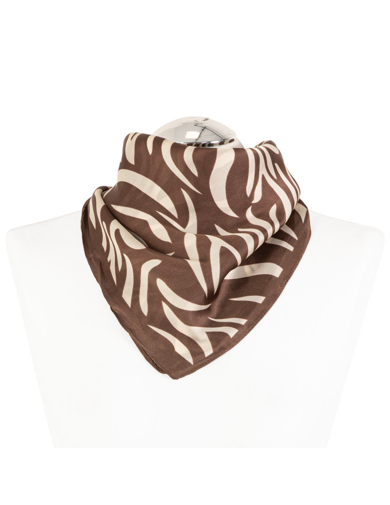 Nowości - Apaszka damska stylowa z dekoracyjnym akcentem BRĄZOWY - produkt moraj.pl 1