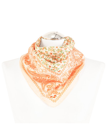 Apaszka damska z motywem paisley i florystycznym wzorem - BRZOSKWINIOWY