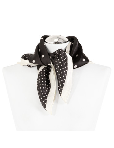 Apaszka damska elegancka w grochy - CZARNY  - produkt 2