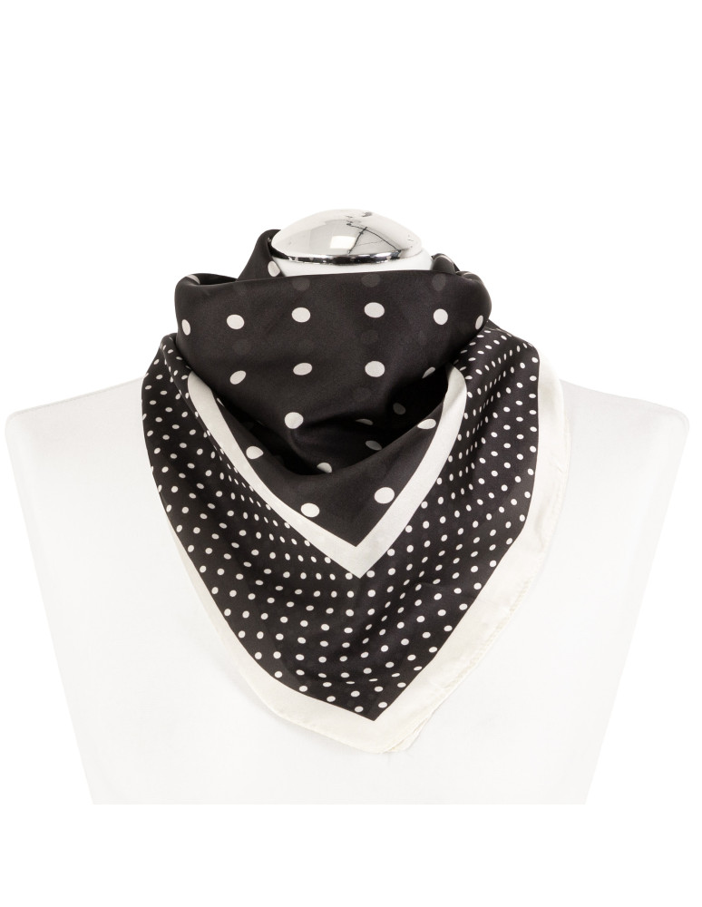 Apaszki - Apaszka damska elegancka w grochy CZARNY - produkt moraj.pl 1