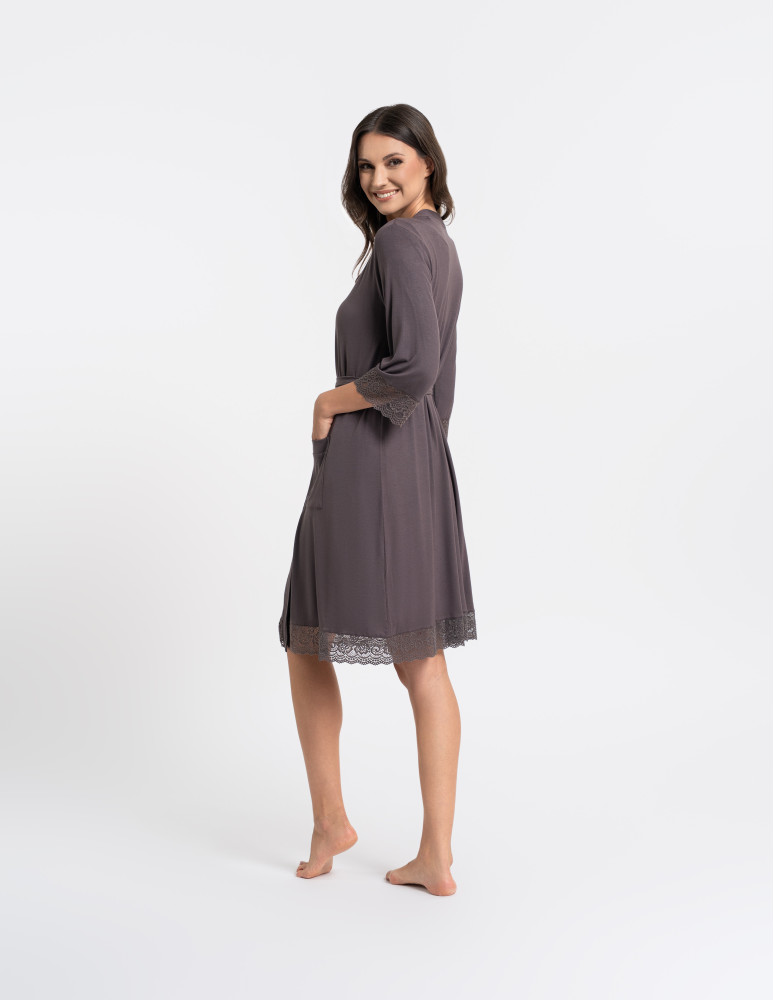 Nowości - Szlafrok damski cienki z wiskozy z koronkowym wykończeniem WZÓR 1  - produkt moraj.pl 7