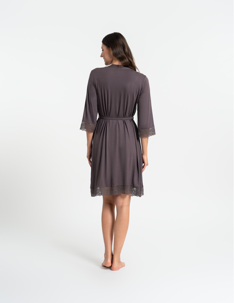 Nowości - Szlafrok damski cienki z wiskozy z koronkowym wykończeniem WZÓR 1  - produkt moraj.pl 12