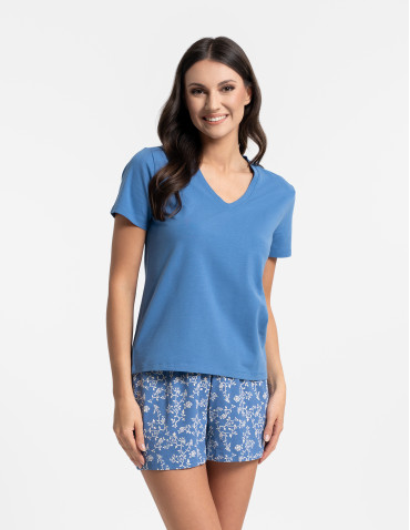 Piżama damska bawełniana dwuczęściowa w kwiatowy wzór