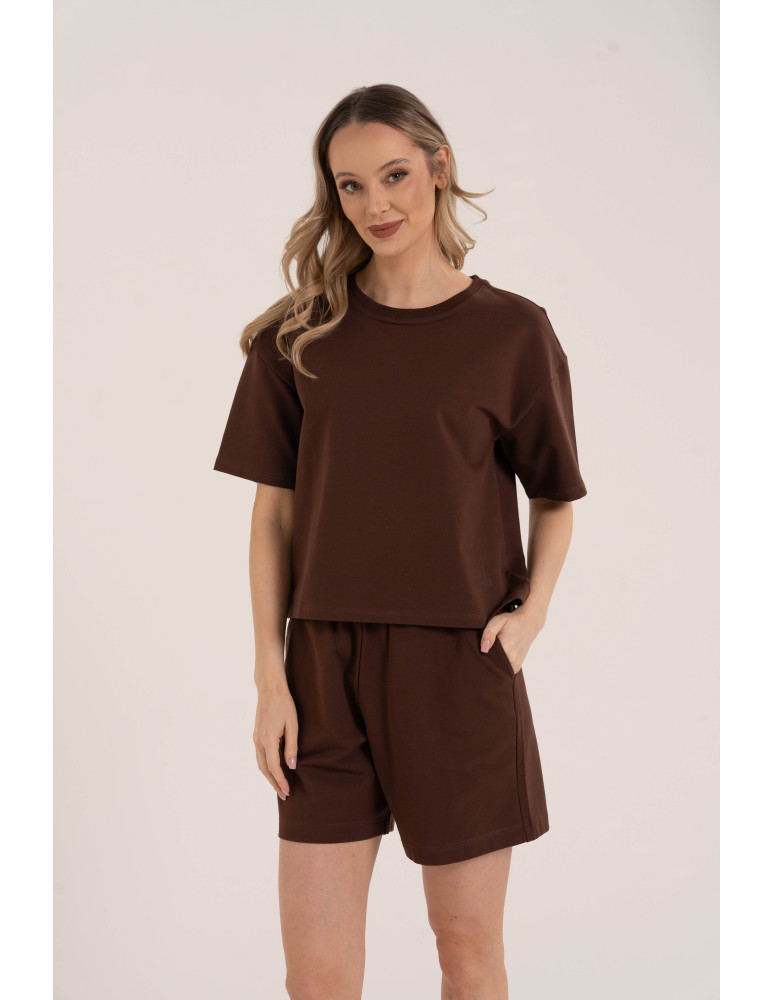 Koszulki i T-shirty - T-shirt damski o luźnym kroju z napisami BRĄZOWY - produkt moraj.pl 1