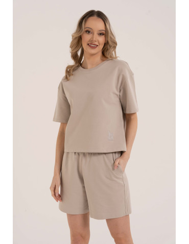 Koszulki i T-shirty - T-shirt damski o luźnym kroju z napisami BRĄZOWY - produkt 52