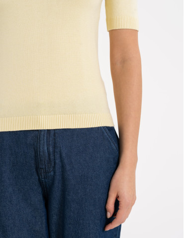 Swetry i kardigany - Sweter damski z krótkim rękawem z wiskozą ŻÓŁTY - produkt 11