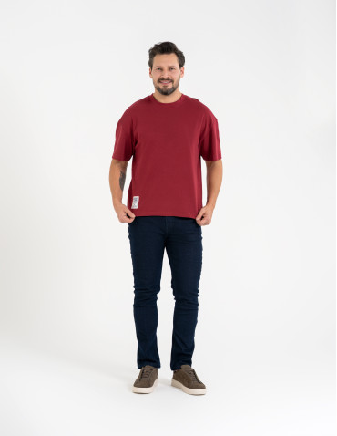 Koszulki i Tank Topy - T-shirt męski o luźnym kroju koszulka 100% bawełna CZERWONY - produkt 3