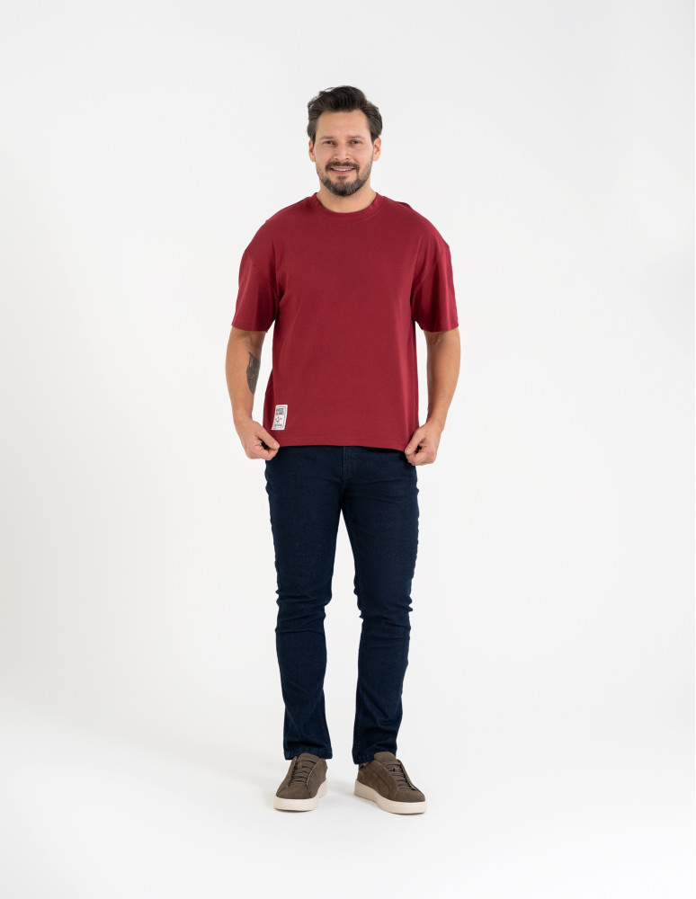 Koszulki i Tank Topy - T-shirt męski o luźnym kroju koszulka 100% bawełna CZERWONY - produkt moraj.pl 3