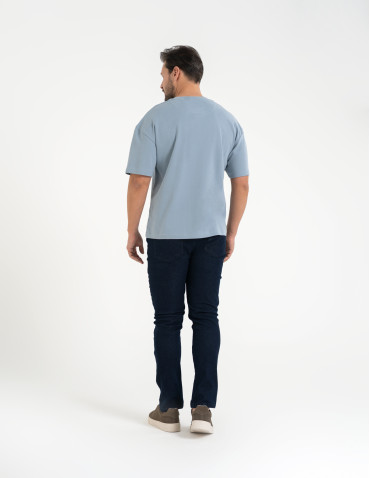 Koszulki i Tank Topy - T-shirt męski o luźnym kroju koszulka 100% bawełna NIEBIESKI - produkt 1