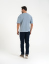 T-shirt męski o luźnym kroju koszulka 100% bawełna NIEBIESKI