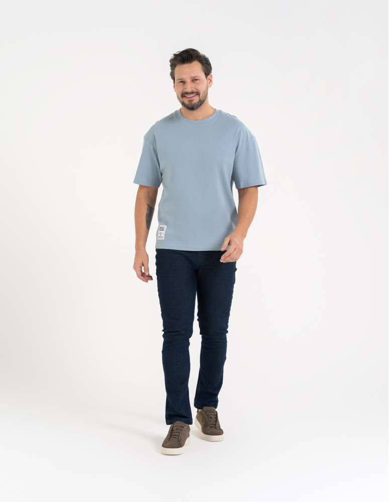 Koszulki i Tank Topy - T-shirt męski o luźnym kroju koszulka 100% bawełna NIEBIESKI - produkt moraj.pl 2