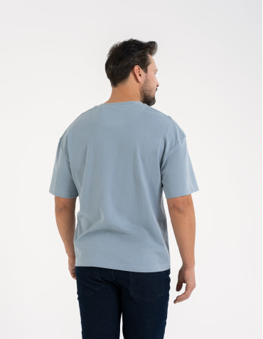 Koszulki i Tank Topy - T-shirt męski o luźnym kroju koszulka 100% bawełna NIEBIESKI - produkt 3