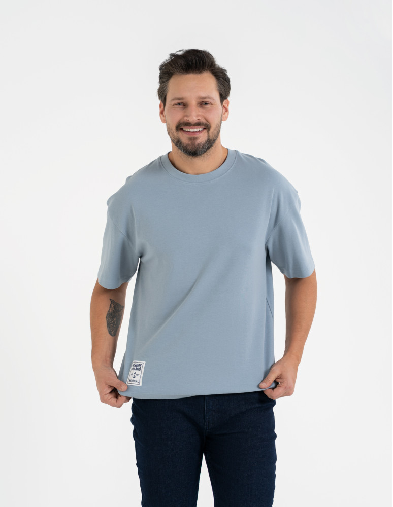 Koszulki i Tank Topy - T-shirt męski o luźnym kroju koszulka 100% bawełna NIEBIESKI - produkt moraj.pl 4