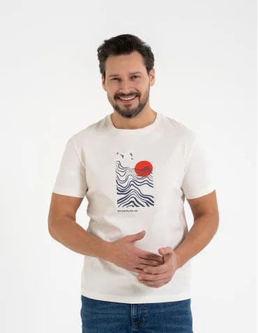 T-shirt męski bawełniany z nadmorskim motywem