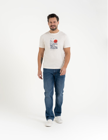 Koszulki z krótkim rękawem - T-shirt męski bawełniany z nadmorskim motywem BIAŁY - produkt 5