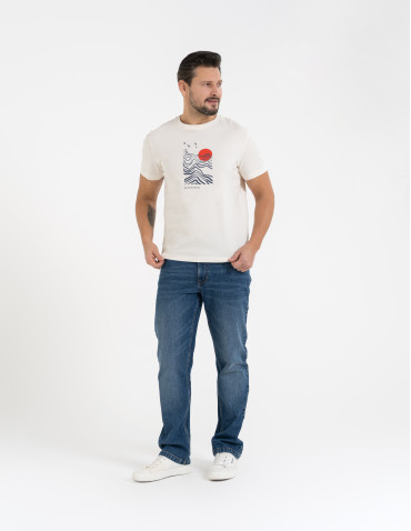 Koszulki z krótkim rękawem - T-shirt męski bawełniany z nadmorskim motywem BIAŁY - produkt 6