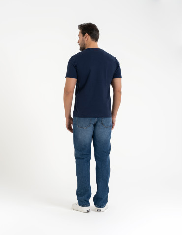 Koszulki z krótkim rękawem - T-shirt męski bawełniany z nadmorskim motywem GRANATOWY - produkt 7