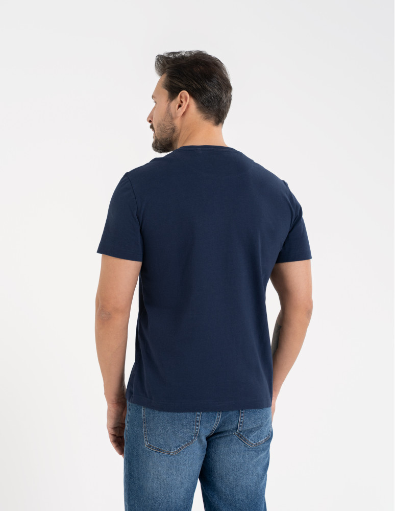 Koszulki z krótkim rękawem - T-shirt męski bawełniany z nadmorskim motywem GRANATOWY  - produkt moraj.pl 6