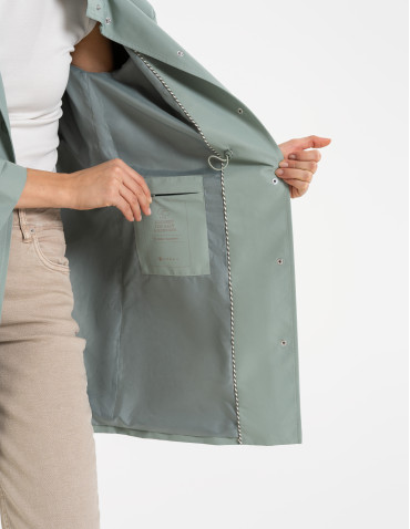 Kurtki i kamizelki - Kurtka damska parka przeciwdeszczowa z kapturem JASNY ZIELONY - produkt 6