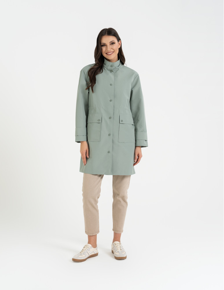 Kurtki i kamizelki - Kurtka damska parka przeciwdeszczowa z kapturem JASNY ZIELONY  - produkt moraj.pl 7