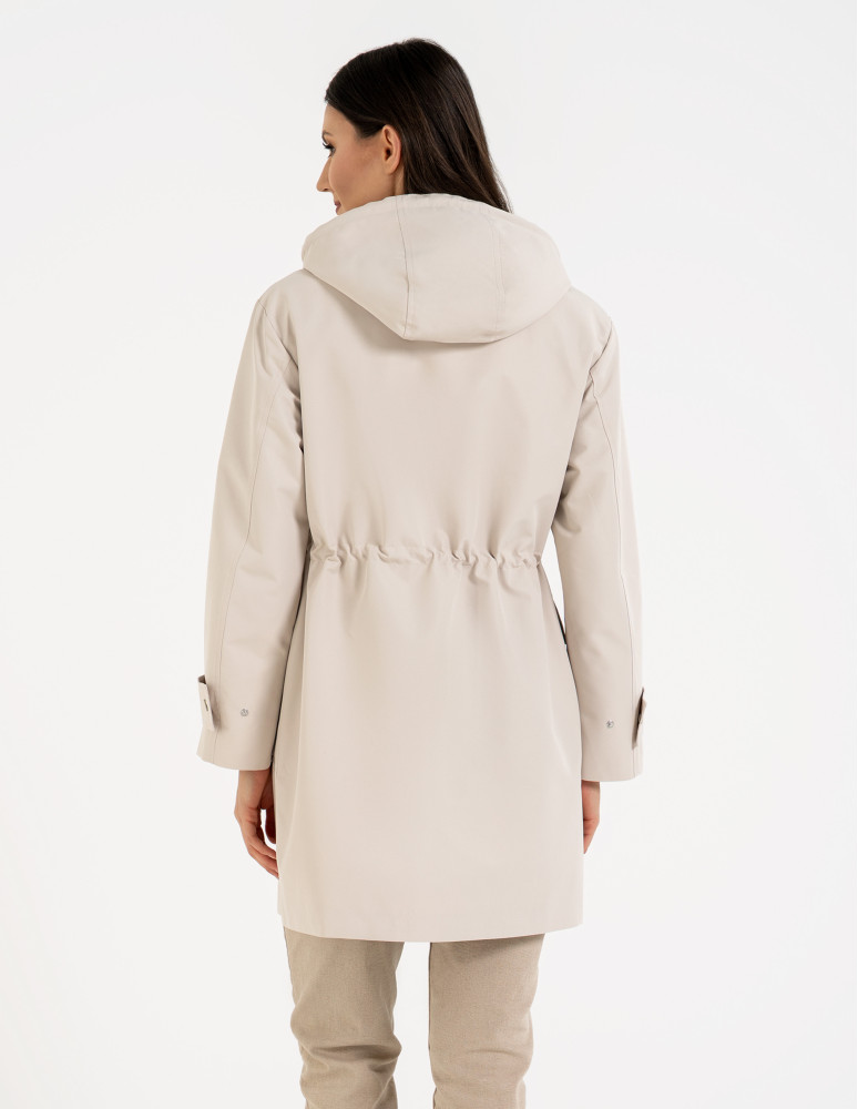 Kurtki i kamizelki - Kurtka damska parka przeciwdeszczowa z kapturem BEŻOWY  - produkt moraj.pl 2