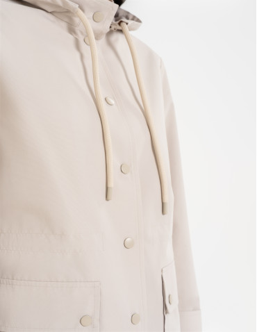 Kurtki i kamizelki - Kurtka damska parka przeciwdeszczowa z kapturem BEŻOWY - produkt 4