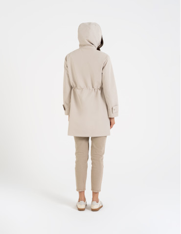 Kurtki i kamizelki - Kurtka damska parka przeciwdeszczowa z kapturem BEŻOWY - produkt 9