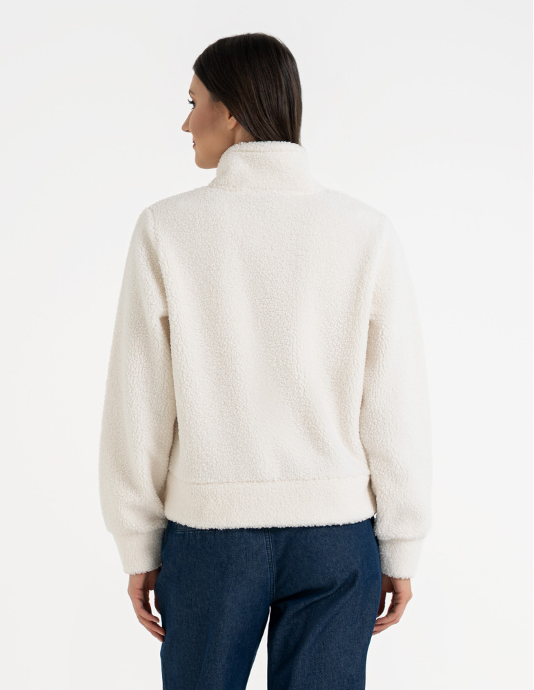 Bluzy damskie - Bluza damska sherpa ze stójką KREMOWY - produkt moraj.pl 4