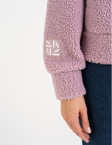 Bluzy damskie - Bluza damska sherpa ze stójką RÓŻOWY - produkt 6
