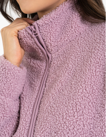 Bluza damska sherpa ze stójką - RÓŻOWY  - produkt 2