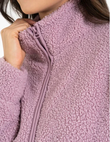 Bluza damska sherpa ze stójką - RÓŻOWY - produkt 2