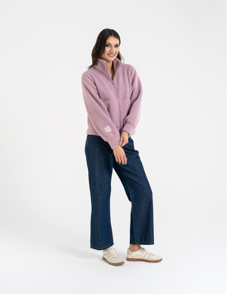 Bluzy damskie - Bluza damska sherpa ze stójką RÓŻOWY - produkt moraj.pl 9