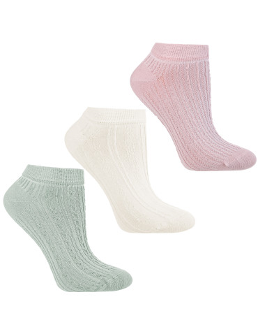 Skarpetki damskie stopki bawełniane prążkowane 3-pak